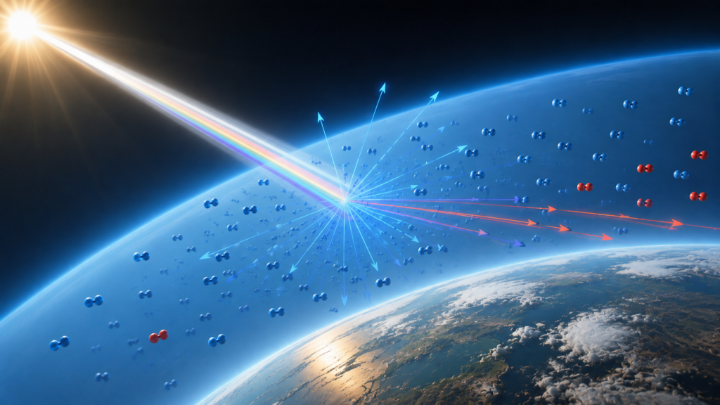 Clouds scattering sunlight across visible wavelengths
