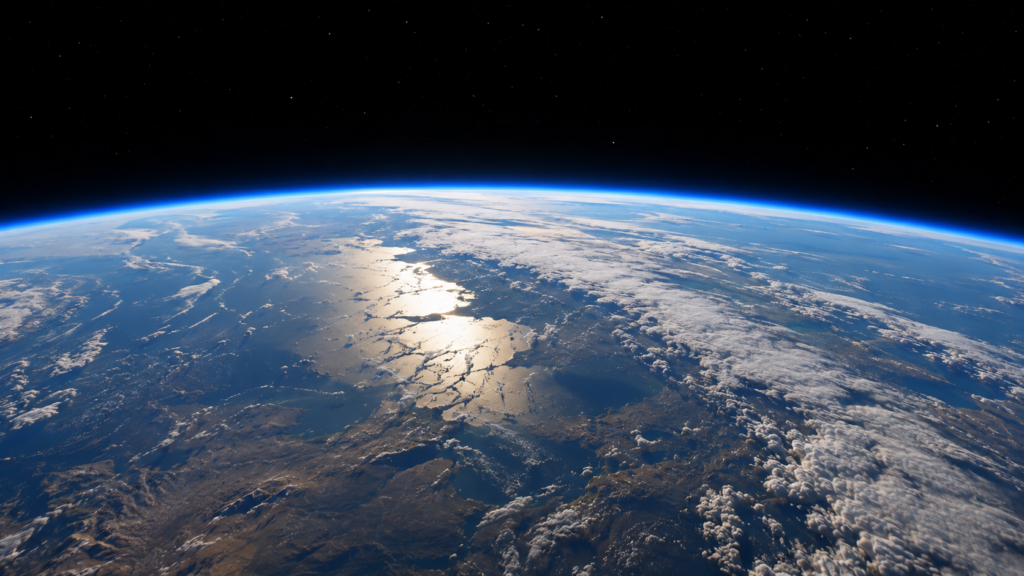 Earth's blue atmospheric layer viewed from space.