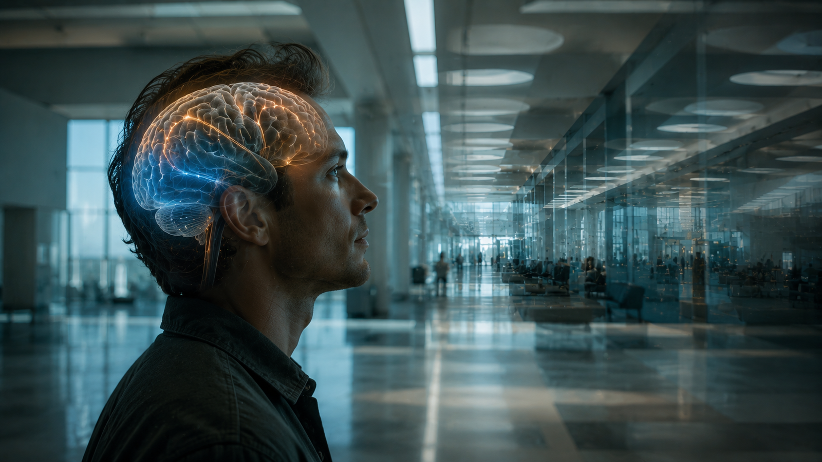 Person experiencing a sense of familiarity while entering an unfamiliar room.