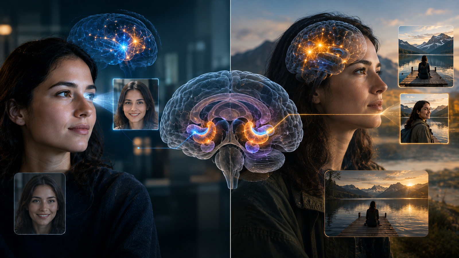 Brain memory systems distinguishing a feeling of familiarity from detailed recollection.