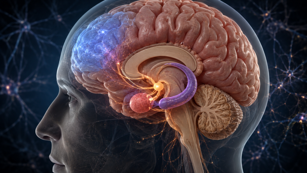 Brain regions involved in coordinating the body's stress response.