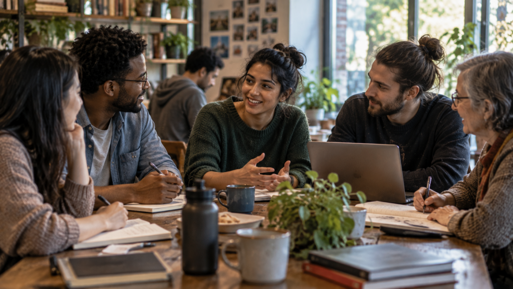 People developing meaningful social connection through a shared activity