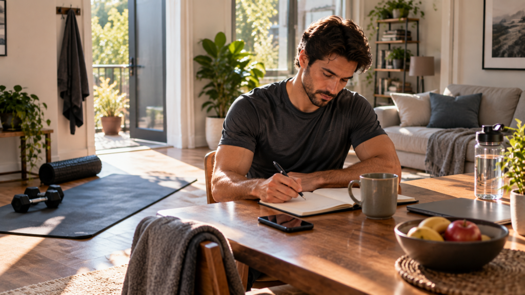 Person linking a new behavior to an established morning routine.