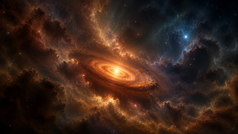 Young star forming inside a molecular cloud with a surrounding accretion disk.