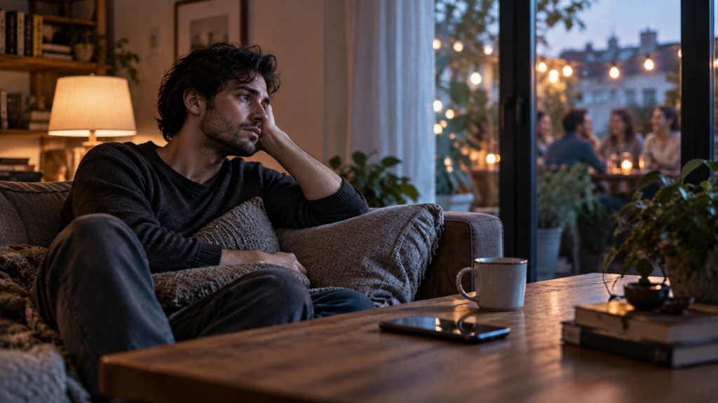 Person experiencing social withdrawal and loneliness during emotional distress
