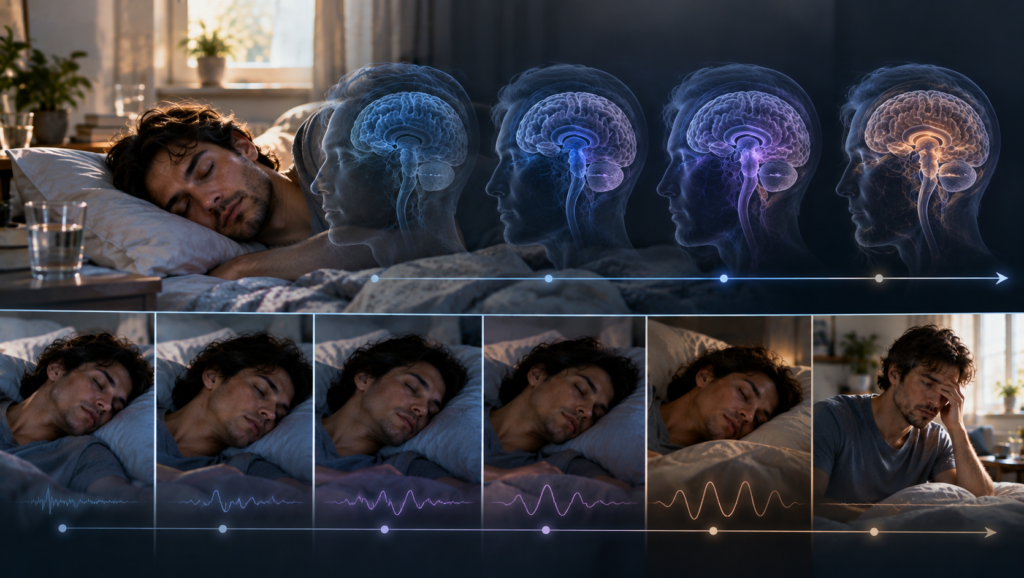 Visualization of deeper sleep stages that can occur during a longer nap.