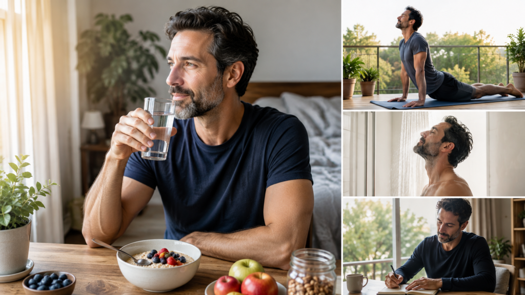 Healthy daily routine supporting recovery from stress.