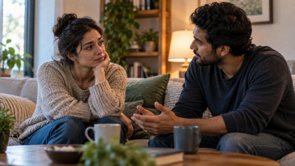 Two people sharing a supportive and meaningful conversation