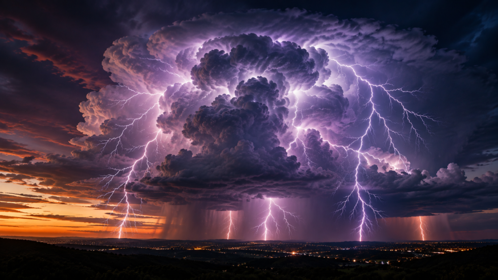 Ice crystals and heavier particles moving through turbulent thunderstorm currents.