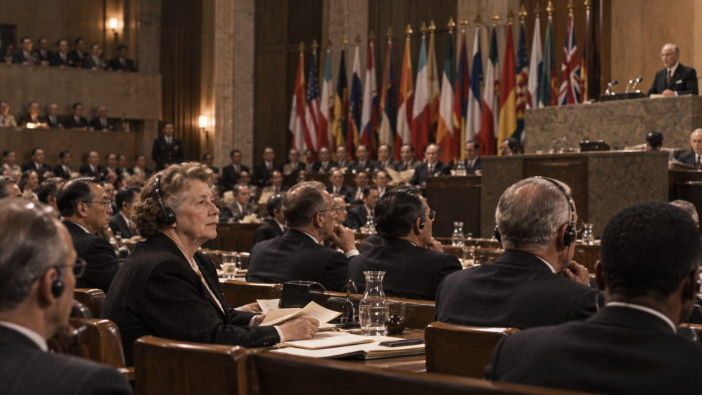 United Nations delegates involved in the development of the Universal Declaration of Human Rights.