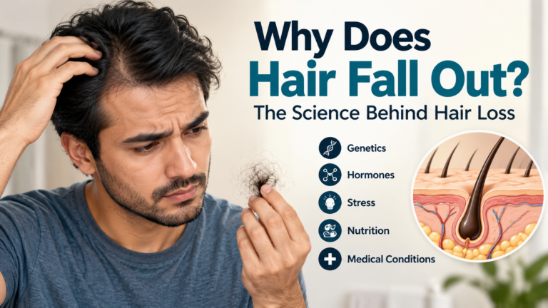Hair follicles beneath the scalp showing the biological basis of hair growth and shedding.